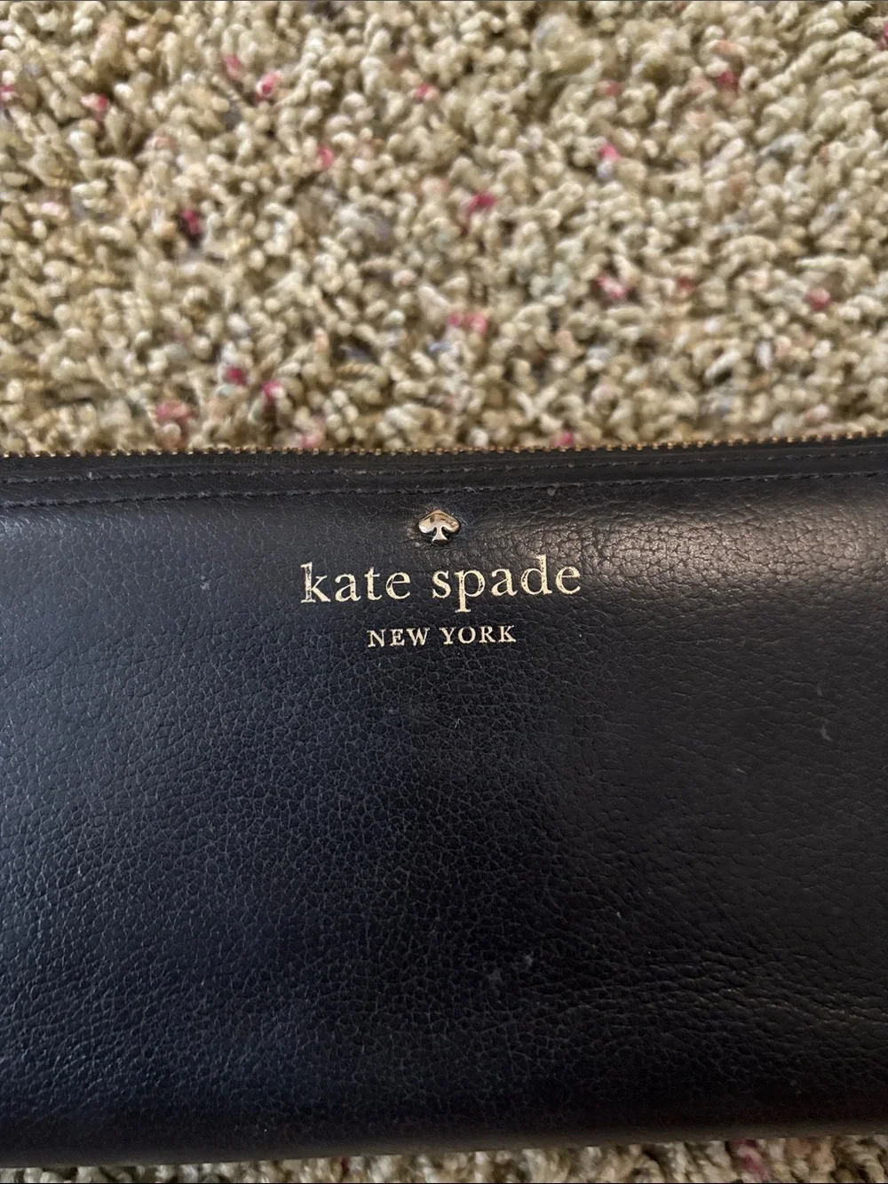 Kate Spade Black Pebbled Leather Zip Around Continental Wallet